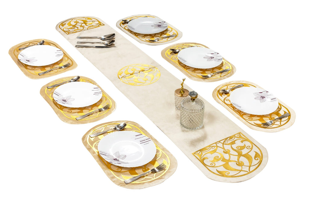 Beige Table Runner for 6 Seater Dining Table