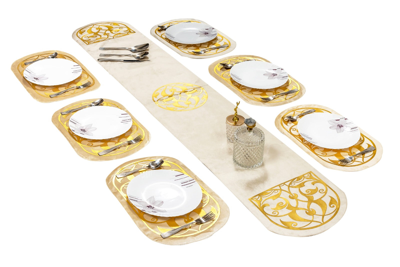 Beige Table Runner for 6 Seater Dining Table