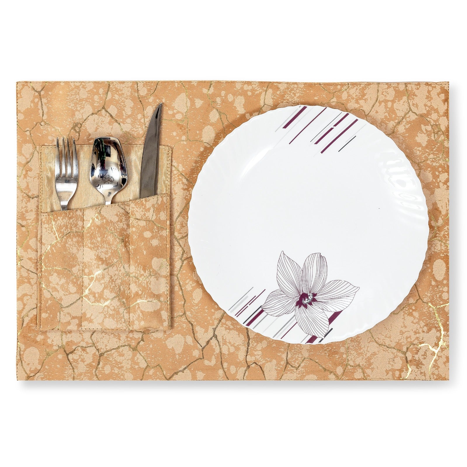 Beige Marble Design Table Runner for 6 Seater Dining Table