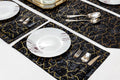 Black Marble with Gold Design Table Runner for 6 Seater Dining Table