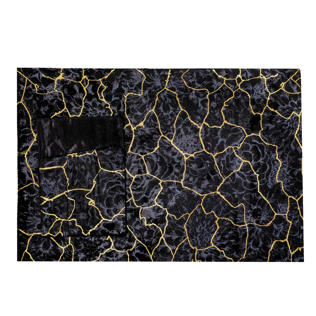 Black Marble with Gold Design Table Runner for 6 Seater Dining Table