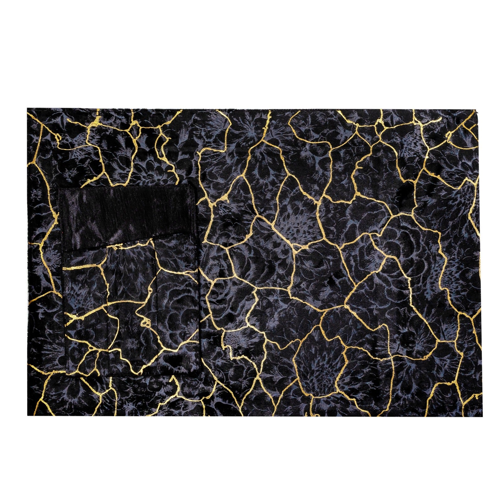 Black Marble with Gold Design Table Runner for 6 Seater Dining Table
