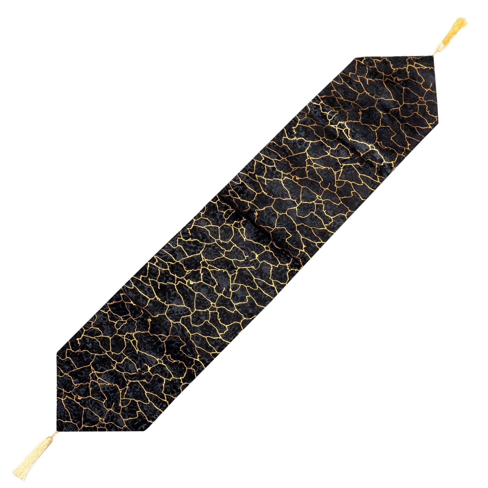 Black Marble with Gold Design Table Runner for 6 Seater Dining Table