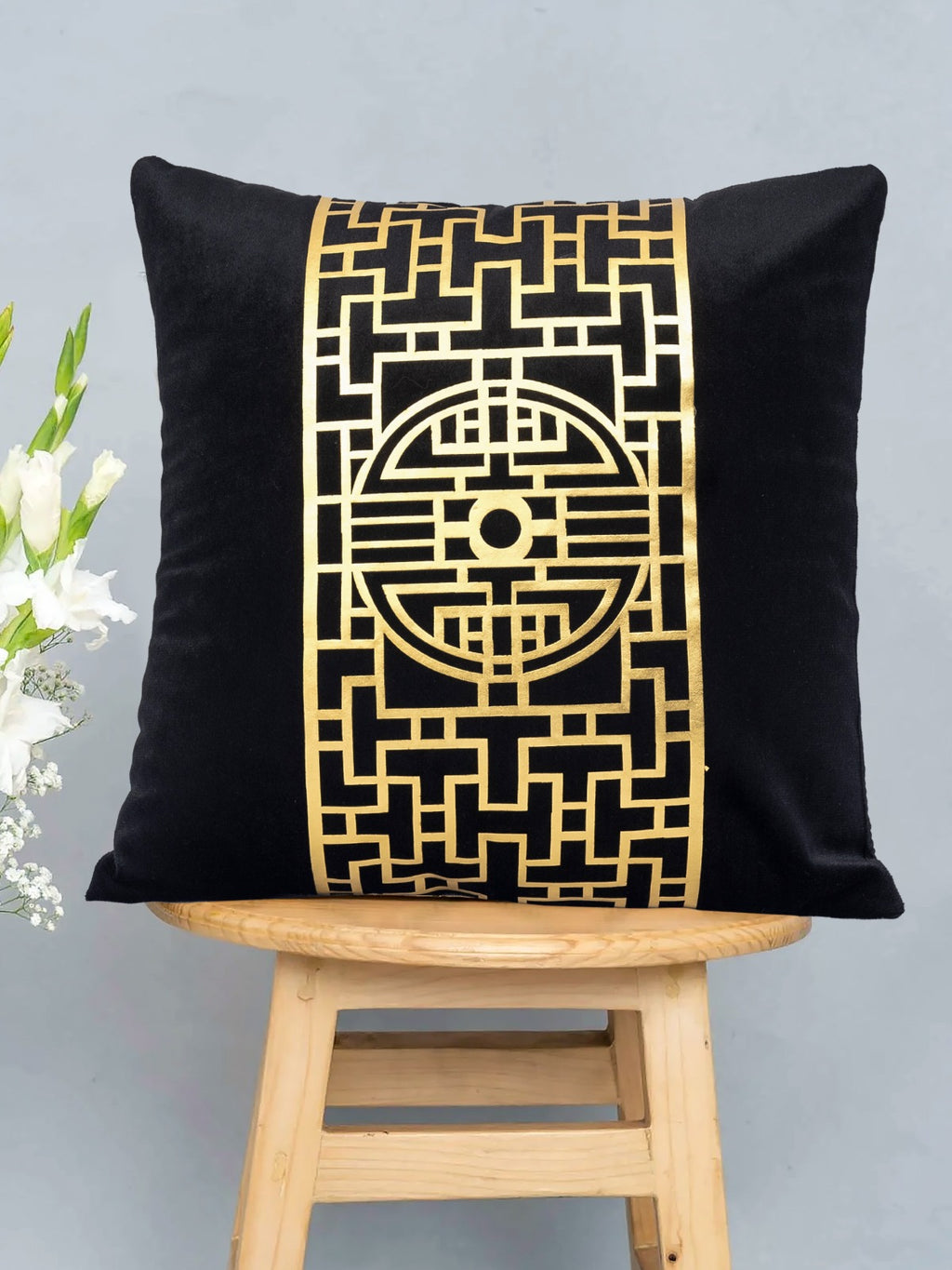 Premium Jet Black Velvet Cushion - Luxury Home Decor