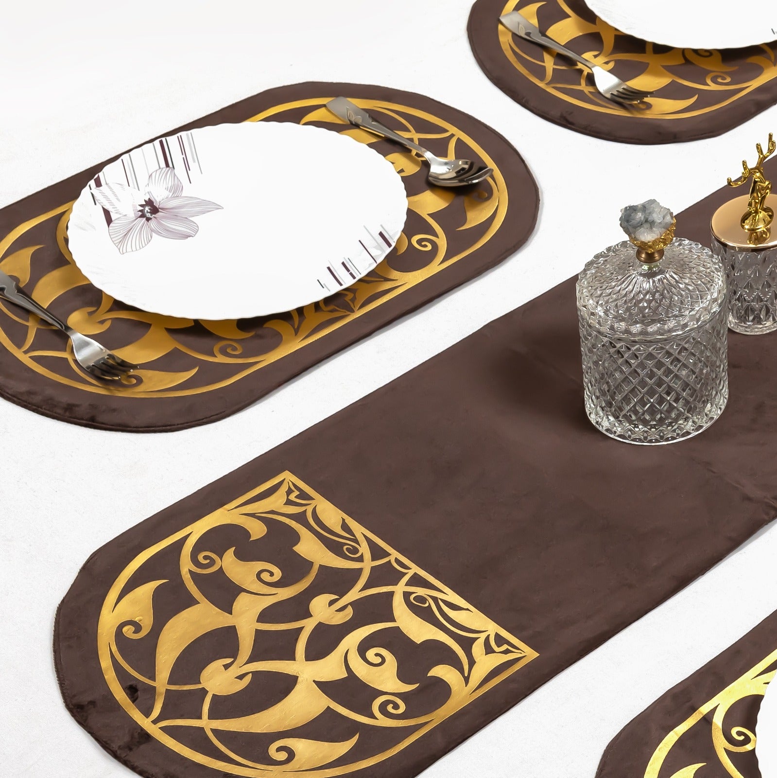 Brown Table Runner for 6 Seater Dining Table