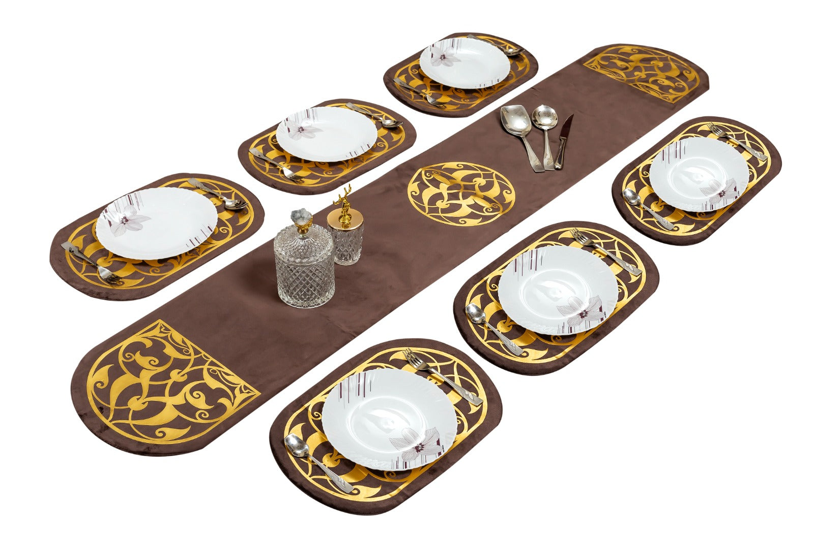Brown Table Runner for 6 Seater Dining Table