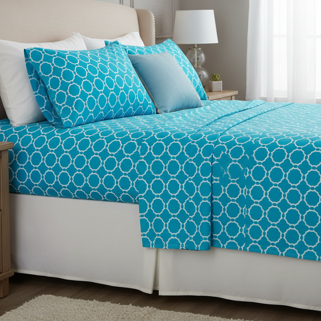 Turquoise geometric sheet different angle