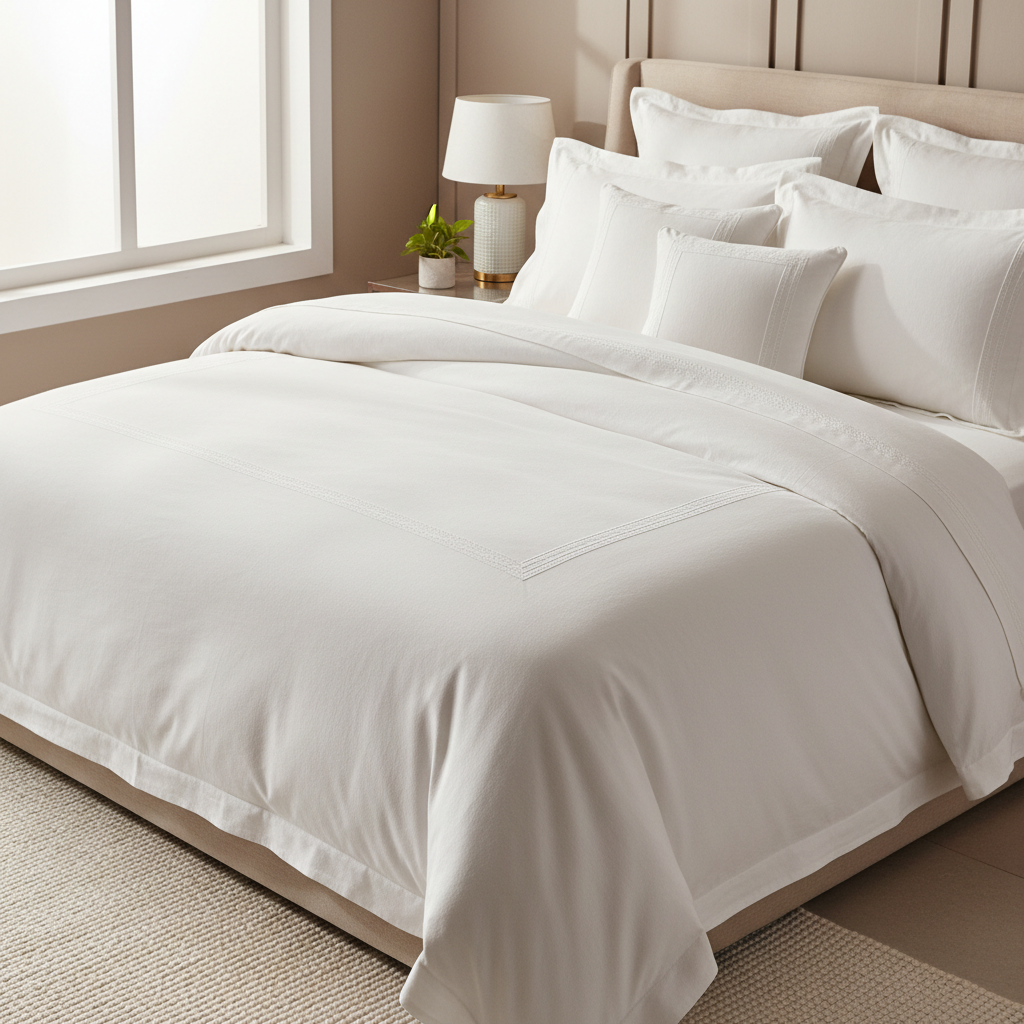 Luxury hotel white bed sheet on bed