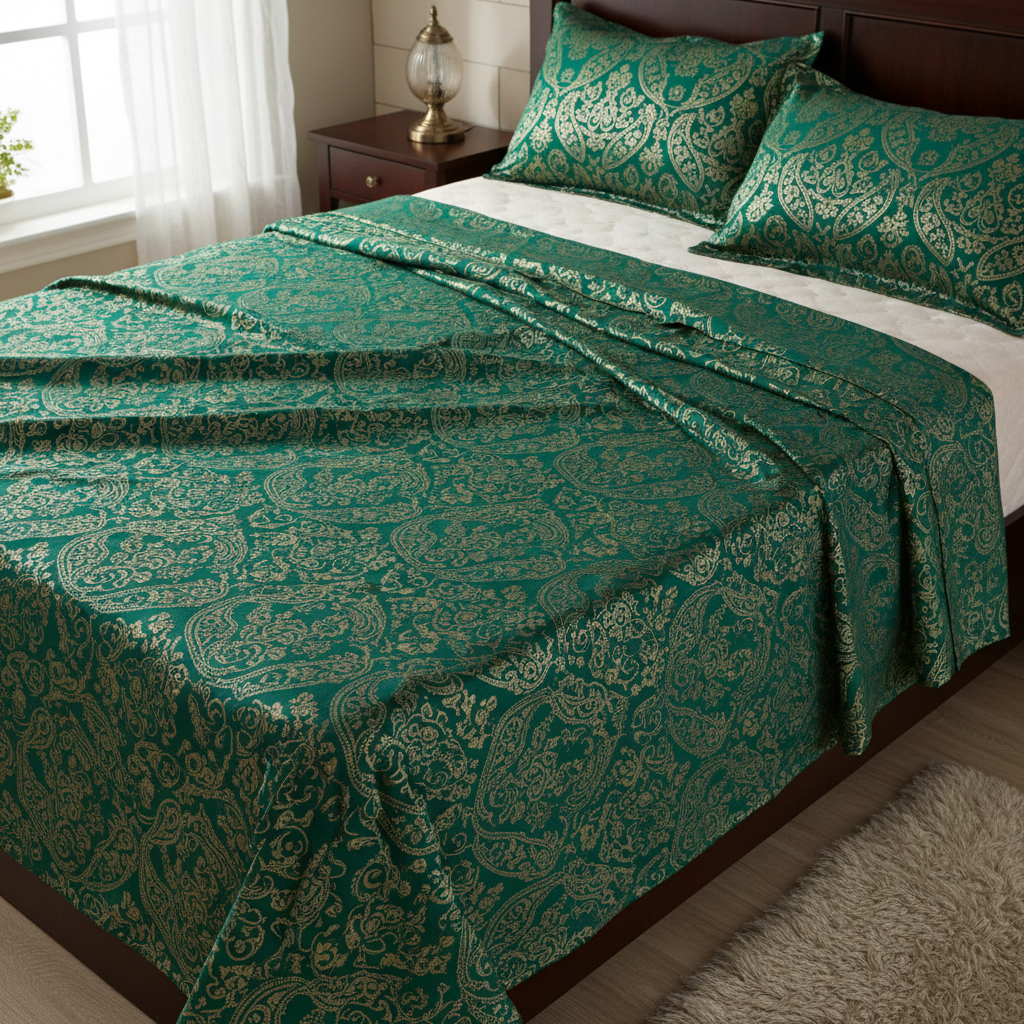 Emerald paisley sheet different angle