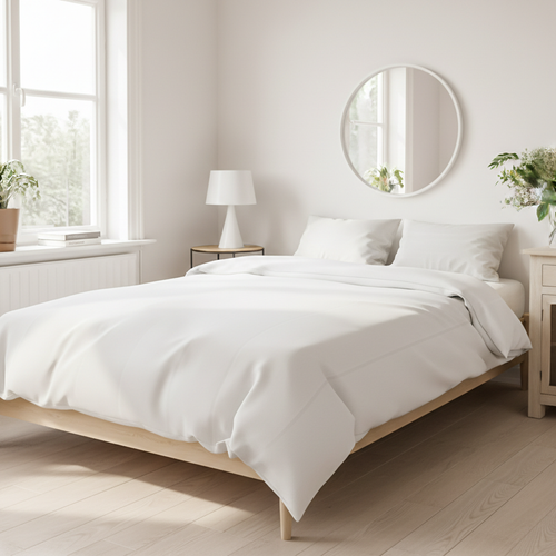 White cotton bed sheet on bed