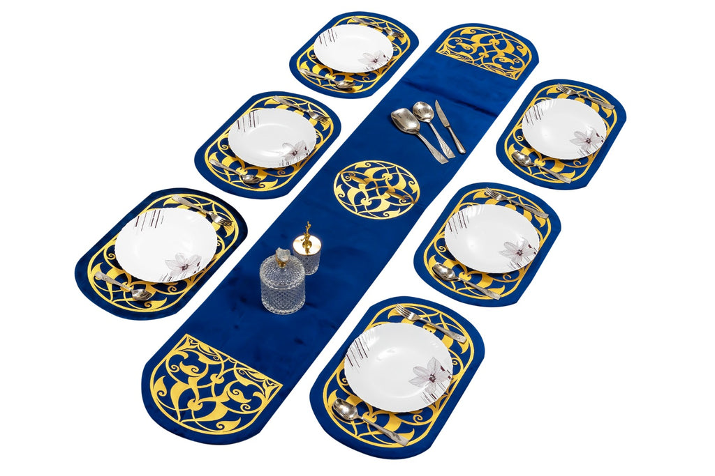 Navy Blue Table Runner for 6 Seater Dining Table