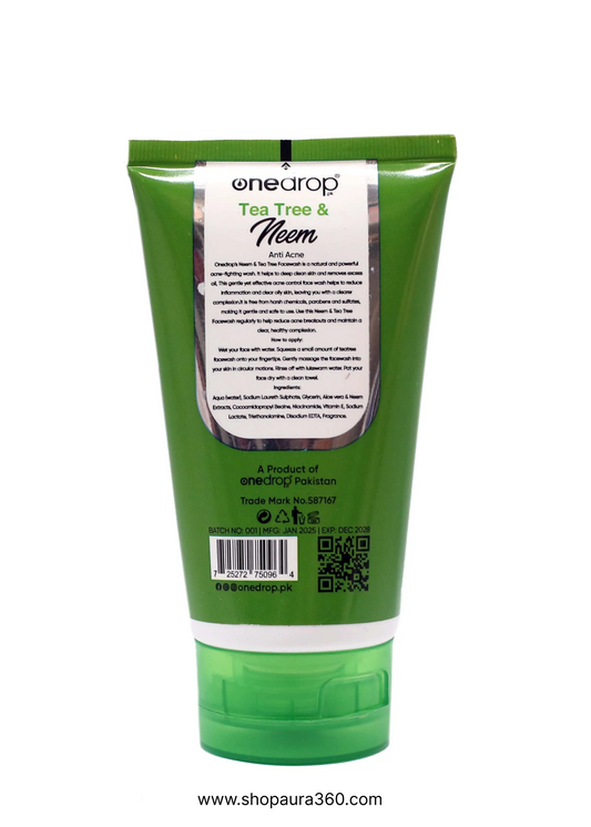 One Drop Tea Tree & Neem Face Wash 120ml – Oil Control & Acne Defense Cleanser