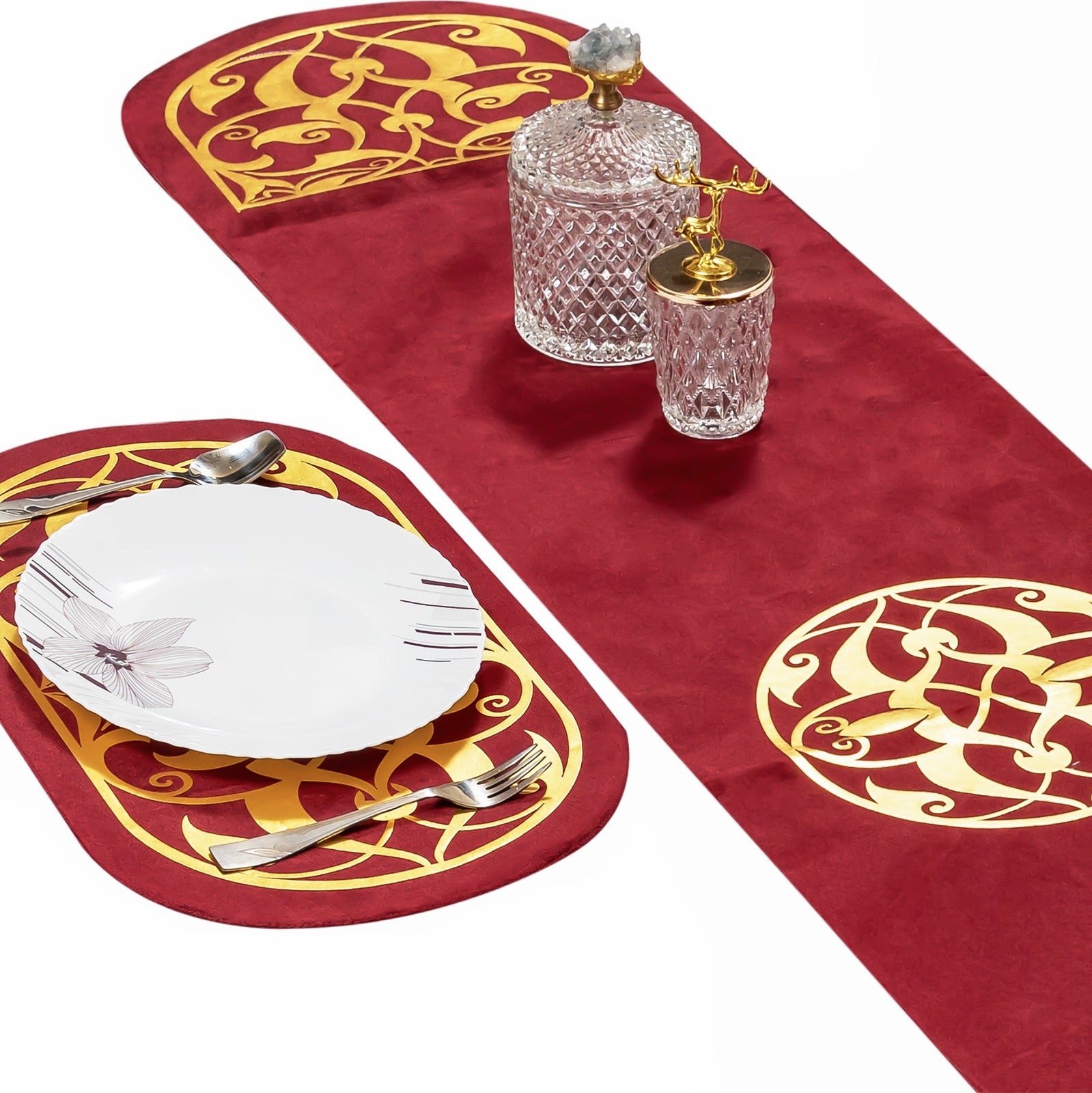 Deep Red Table Runner for 6 Seater Dining Table