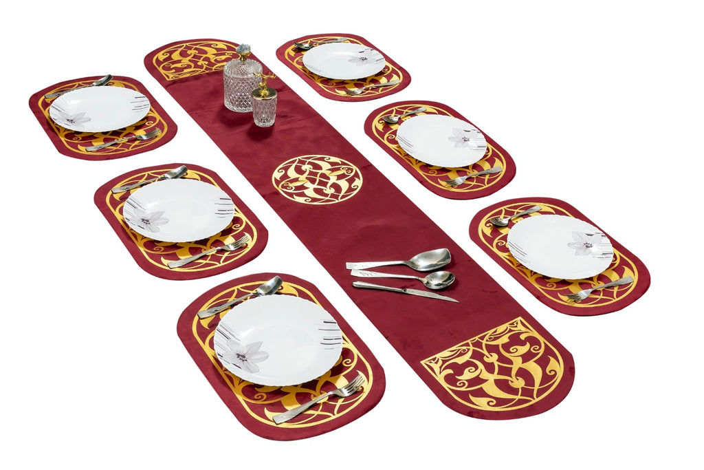 Deep Red Table Runner for 6 Seater Dining Table